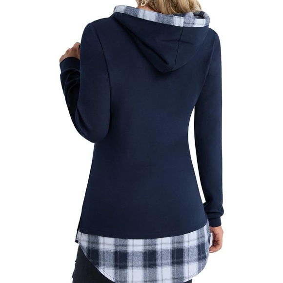 NWT| XL-XXL| BELLA BLUE PLAID UNIQUE HOODIE| NEW - Picture 2 of 14